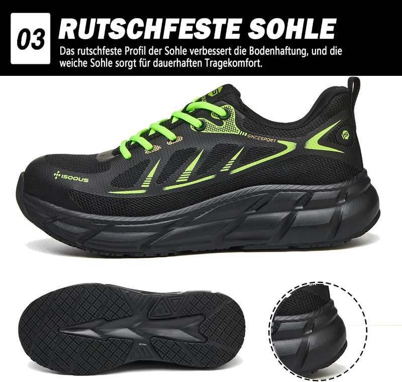 ISOOUS Arbeitsschuhe Herren Sicherheitsschuhe Damen Stahlkappenschuhe Sportlich Atmungsaktiv Schutzs