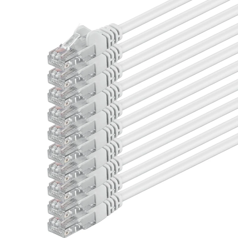 10m - weiss - 10 Stück - (PACK) - CAT.6 CAT6 Ethernet-Lan-Netzwerk-Kabel 1000 Mbit/s Patchkabel 10 m