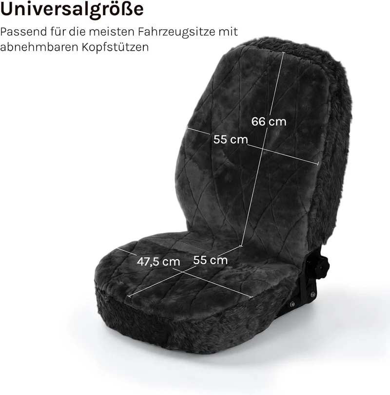 WOLTU AS7334sz-2 Lammfellbezug Auto Sitzbezug Echtlammfell Vollbezug Vordersitzbezug universal Gröss
