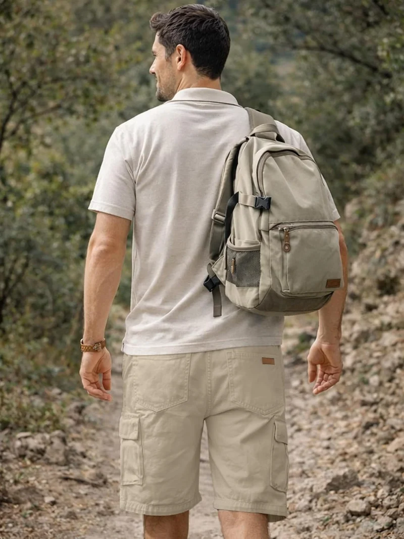 JMIERR Kurze Hosen Herren Baumwolle Cargo Shorts Herren Sommer Freizeithose mit Taschen M Braun, M B