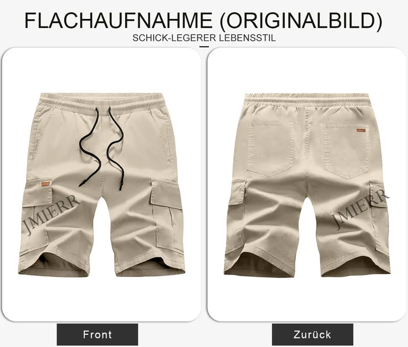 JMIERR Kurze Hosen Herren Baumwolle Cargo Shorts Herren Sommer Freizeithose mit Taschen M Braun, M B