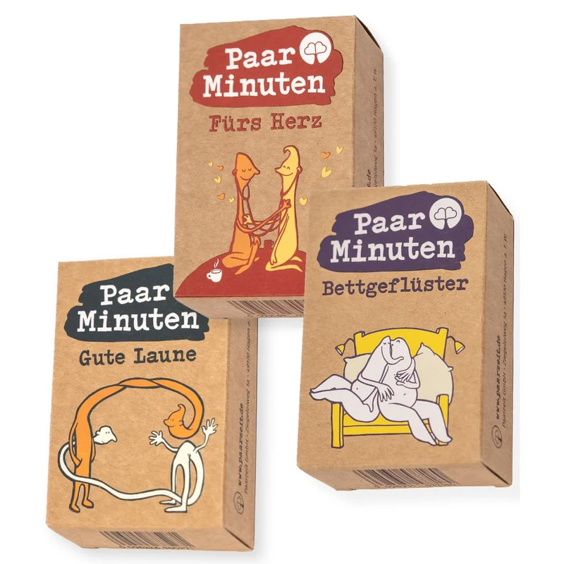 Paarzeit PaarMinuten Dreierpack – Einzigartige Geschenkidee zur Hochzeit, 3 Kartensets mit je 53 spi