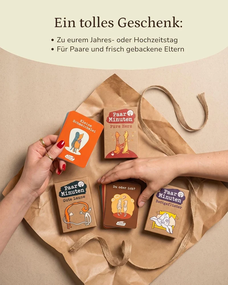 Paarzeit PaarMinuten Dreierpack – Einzigartige Geschenkidee zur Hochzeit, 3 Kartensets mit je 53 spi