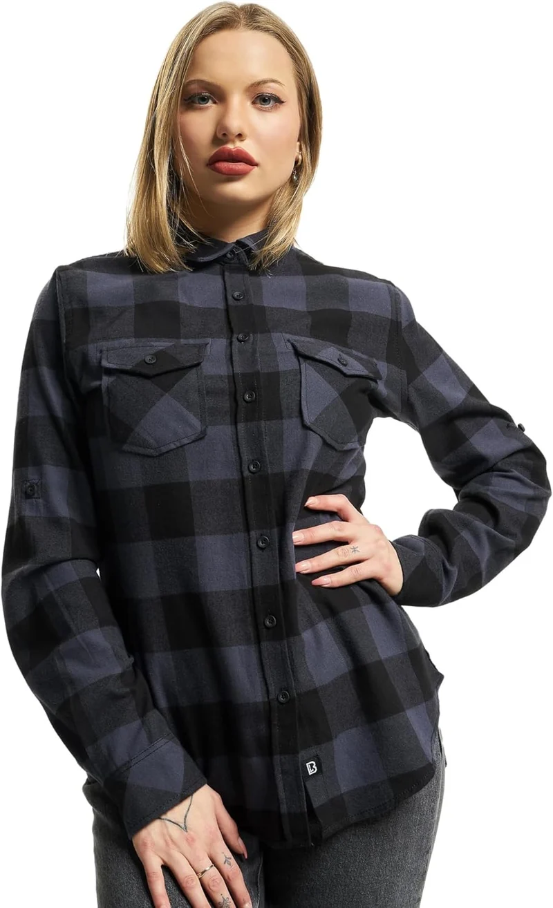 Brandit Herren Amy Flanell Shirt Girls S Schwarz/Grau, S Schwarz/Grau