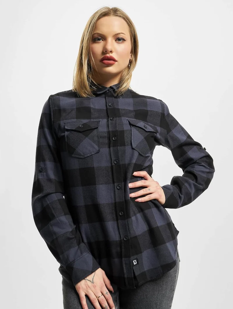 Brandit Herren Amy Flanell Shirt Girls S Schwarz/Grau, S Schwarz/Grau