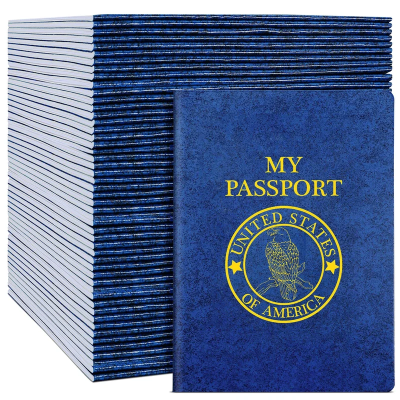 Leeres Reisepassbuch, blaues Reisepass-Notizbuch, 10,2 x 14,9 cm, gefälschter Reisepass für Kinder,