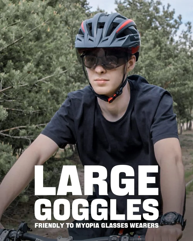 VICTGOAL Fahrradhelm Herren Damen MTB Helm mit Abnehmbarer Magnetische Schutzbrille Visier Atmungsak