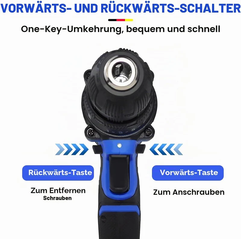 21V Akkuschrauber mit 1 Akkus Professional Schnellladung, Mini Akkuschrauber mit Schlagbohrfunktion,