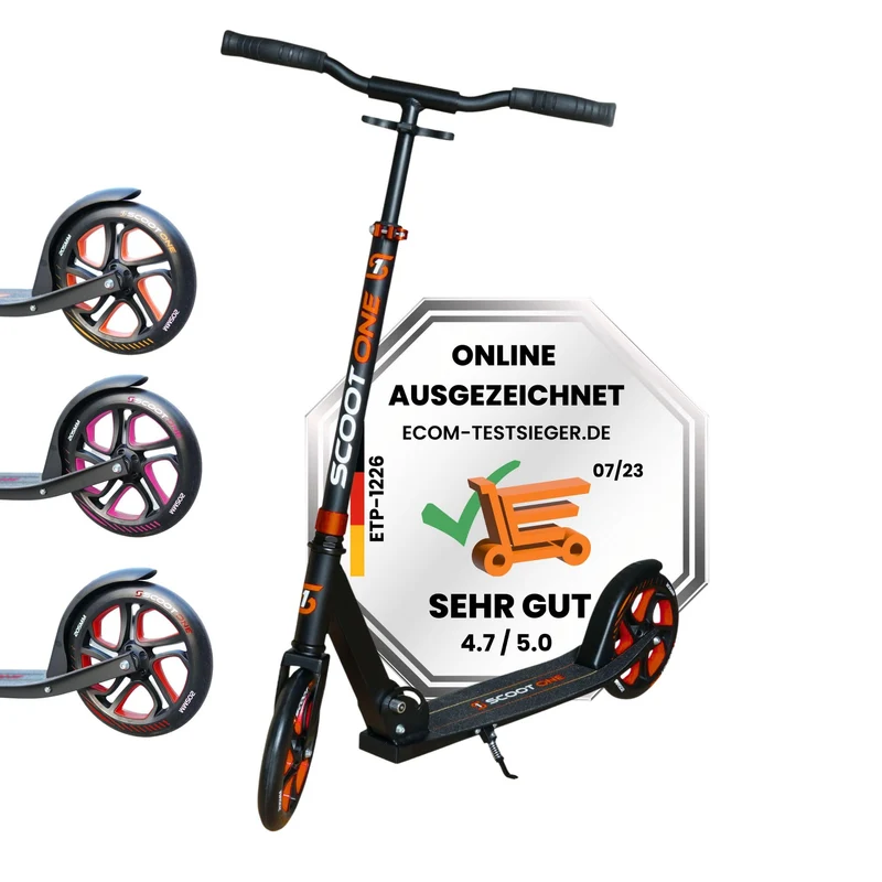 Scoot One Aluminium Scooter S 1 / S 2 – höhenverstellbarer Aluminiumroller Scooter Roller ABEC 7 Ora