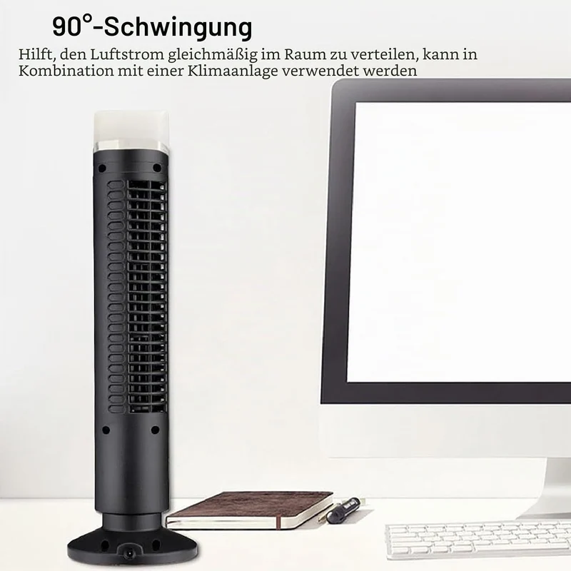 TOPINCN Turmventilator für Schlafzimmer mit Leichten ABS-Metallkomponenten, 90 Grad Oszillierender F