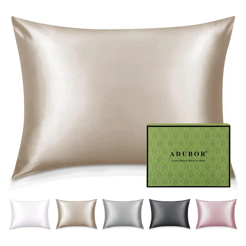 Adubor Seidenkissenbezug 40x60 cm für Haar und Haut, mit verstecktem Reissverschluss, beide Seiten,