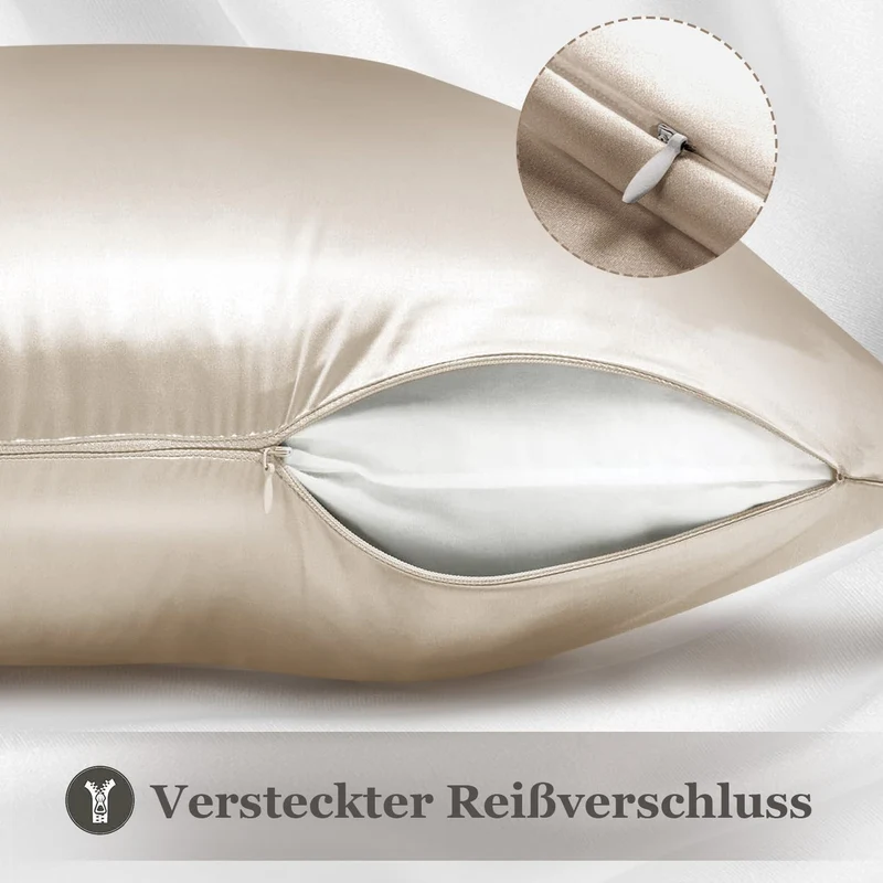 Adubor Seidenkissenbezug 40x60 cm für Haar und Haut, mit verstecktem Reissverschluss, beide Seiten,
