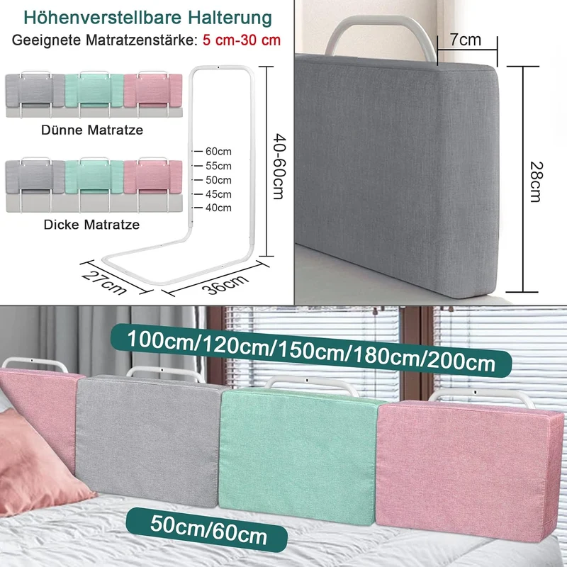 YUENFONG Bettgitter Bettschutzgitter 60cm Rausfallschutz für Kinder Höhenverstellbar Kinderbettgitte