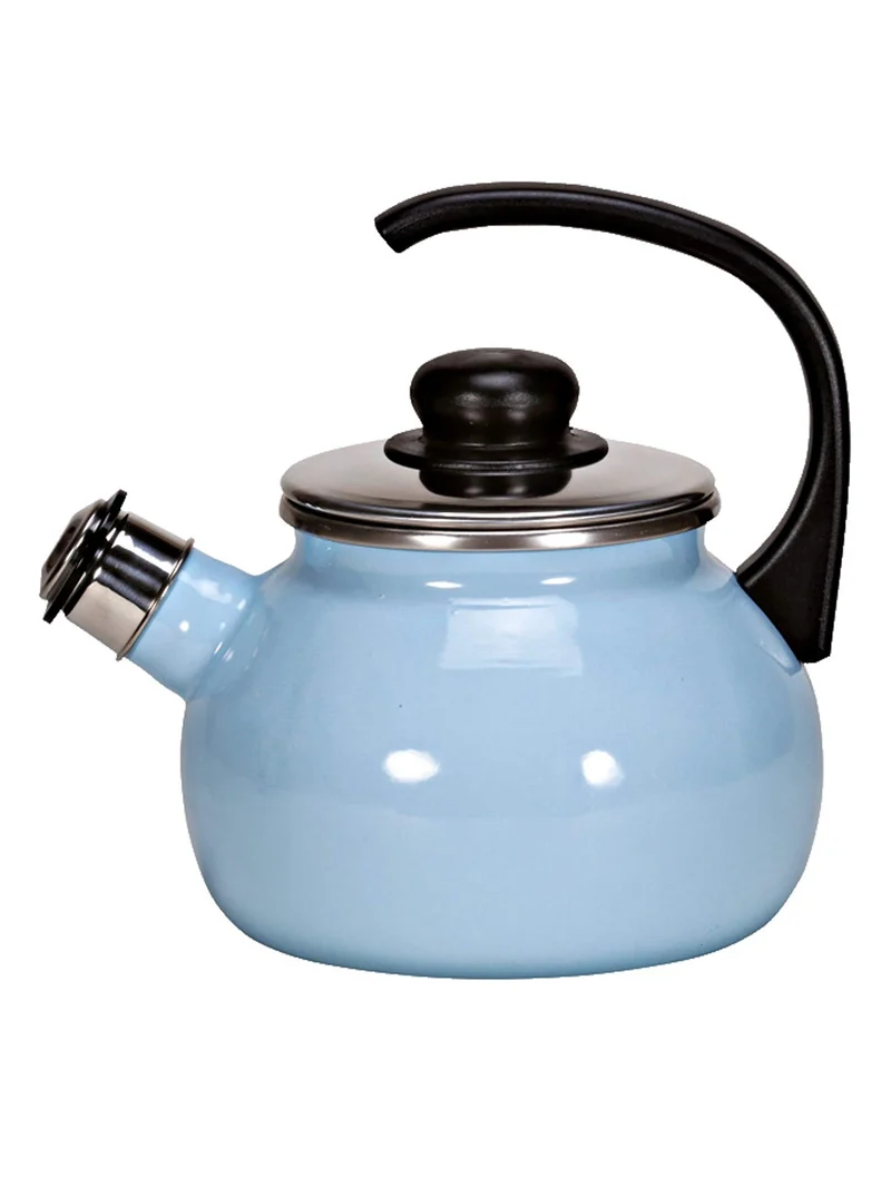 Krüger Flötenkessel Sylt 2 Liter 18 cm, Emaille, blau, 18x18x9 cm, Blau