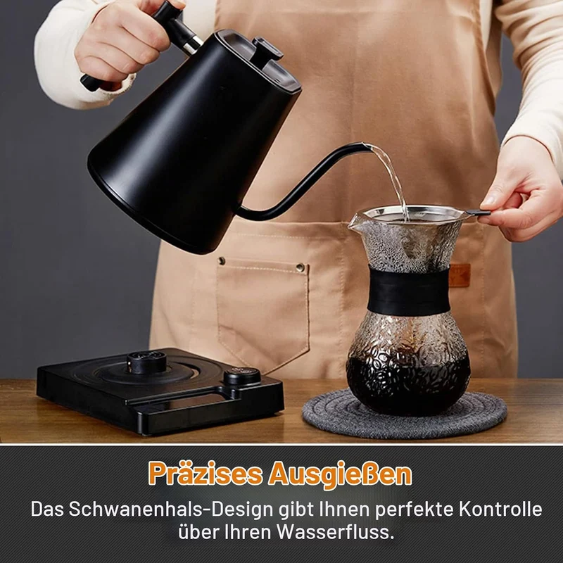 Fityou elektrischer Wasserkocher Schwanenhals,Temperaturregelung, 1200W,1L hohe Kapazität, Schnell k