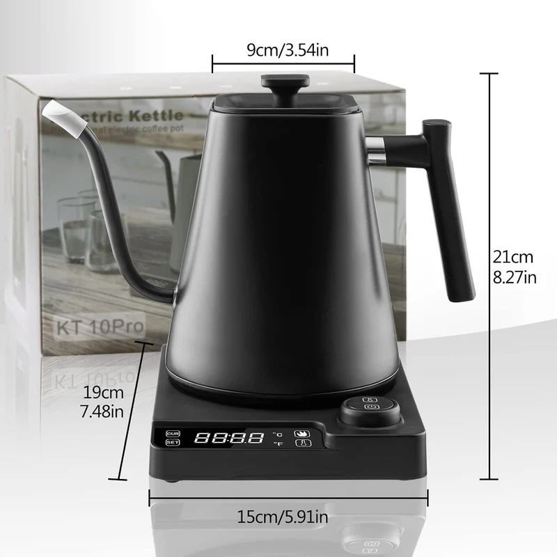 Fityou elektrischer Wasserkocher Schwanenhals,Temperaturregelung, 1200W,1L hohe Kapazität, Schnell k
