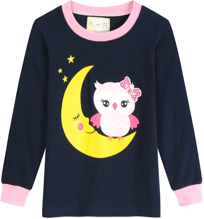 EULLA Kinder Mädchen Schlafanzüge Langarm Baumwolle Winter Pyjama Set Einhorn Prinzessin Dino Hase E