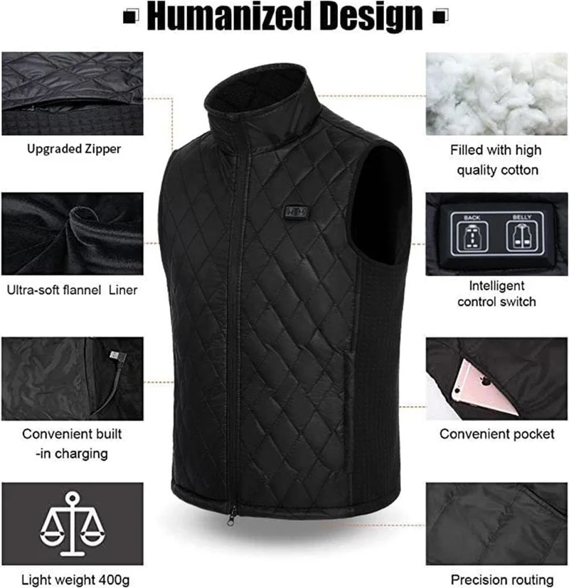 Seenew Beheizte Weste Unisex M Schwarz, M Schwarz