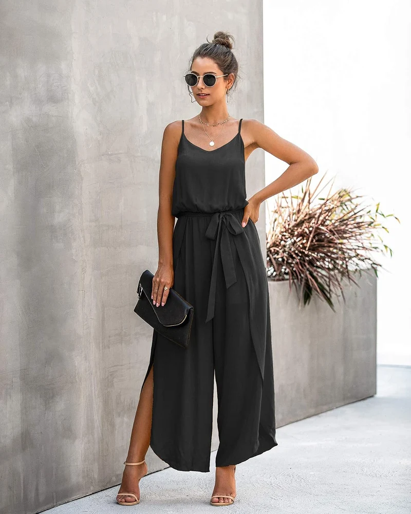 ASOMI Jumpsuit Damen Sommer Lang: Sexy Cocktail Elegant Mode Gürtel Overall Hochzeit Hawaii Urlaub S