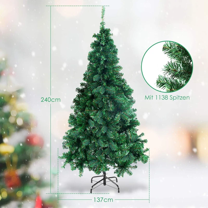 GOPLUS 150/180/210/240cm Weihnachtsbaum Grün, Festliche Weihnachtdekoration für Zuhause, Grüner Tann