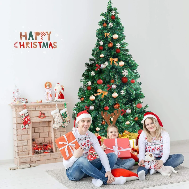 GOPLUS 150/180/210/240cm Weihnachtsbaum Grün, Festliche Weihnachtdekoration für Zuhause, Grüner Tann