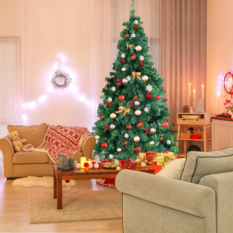 GOPLUS 150/180/210/240cm Weihnachtsbaum Grün, Festliche Weihnachtdekoration für Zuhause, Grüner Tann
