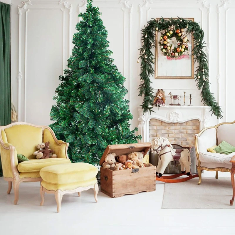 GOPLUS 150/180/210/240cm Weihnachtsbaum Grün, Festliche Weihnachtdekoration für Zuhause, Grüner Tann