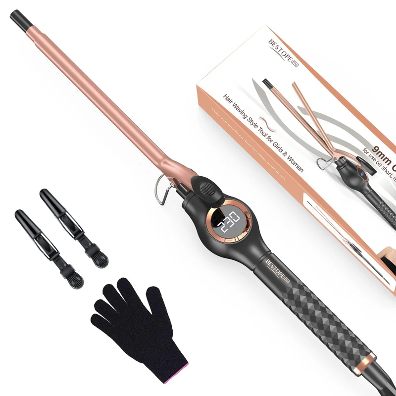 Lockenstab 9mm BESTOPE PRO, Lockenstab Kleine Locken, Multi-Temperatur, Verlängerung Design Hair Cur