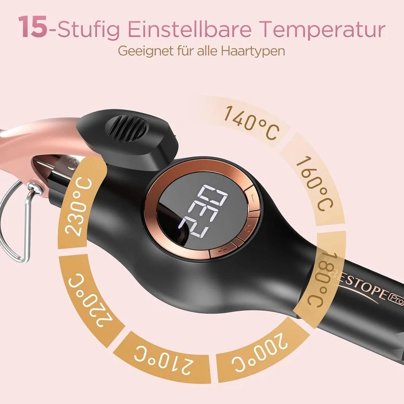 Lockenstab 9mm BESTOPE PRO, Lockenstab Kleine Locken, Multi-Temperatur, Verlängerung Design Hair Cur
