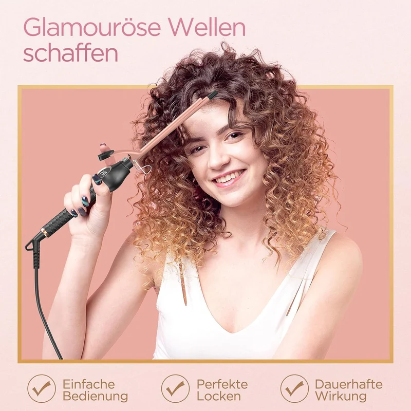Lockenstab 9mm BESTOPE PRO, Lockenstab Kleine Locken, Multi-Temperatur, Verlängerung Design Hair Cur