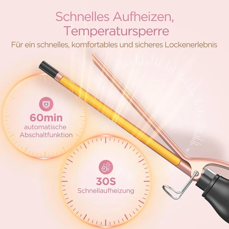 Lockenstab 9mm BESTOPE PRO, Lockenstab Kleine Locken, Multi-Temperatur, Verlängerung Design Hair Cur
