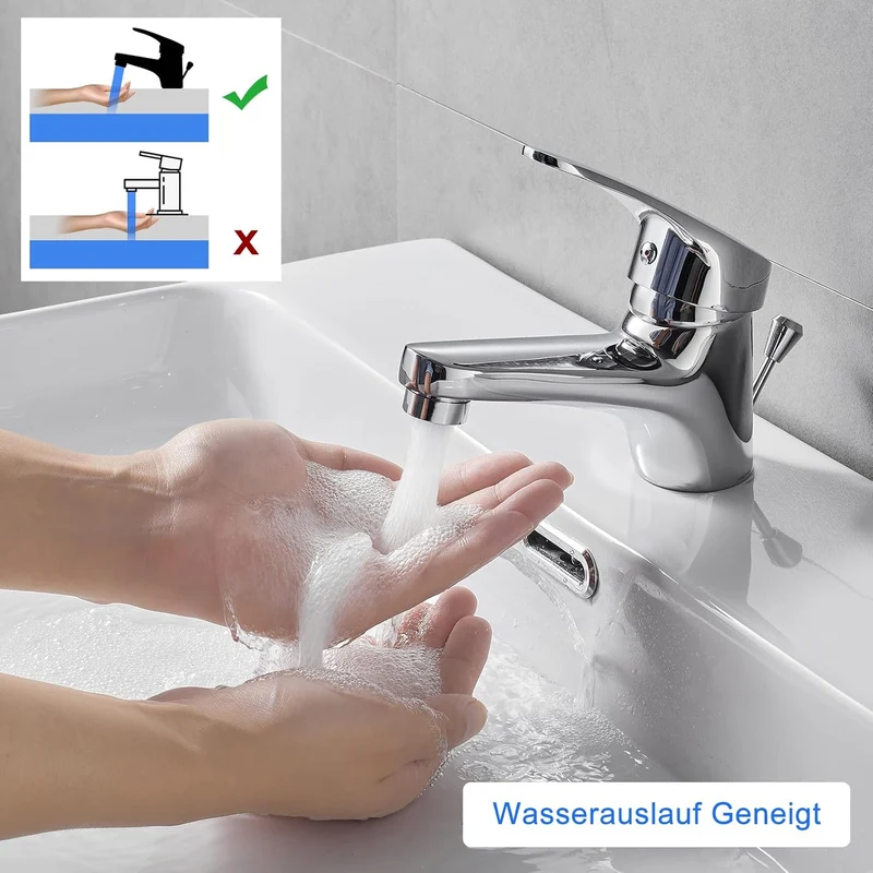KEOKBON Wasserhahn Bad, Waschtischarmatur Einhebelmischer, Mischbatterie mit Zugstange Keine Schmutz