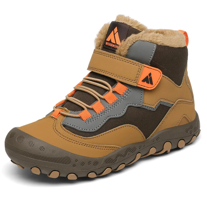 Mishansha Kinder Winterschuhe Gefüttert Winterstiefel für Jungen Mädchen Gr.24-38 25 EU Braun Schwar
