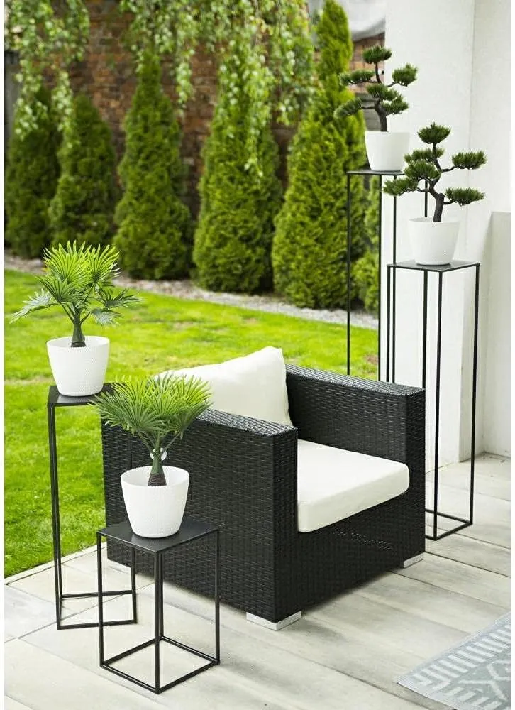 HowHomely Blumenständer Metall Schwarz 130 cm Hoch - Solider und Robuster Blumenhocker Metall - Pfla