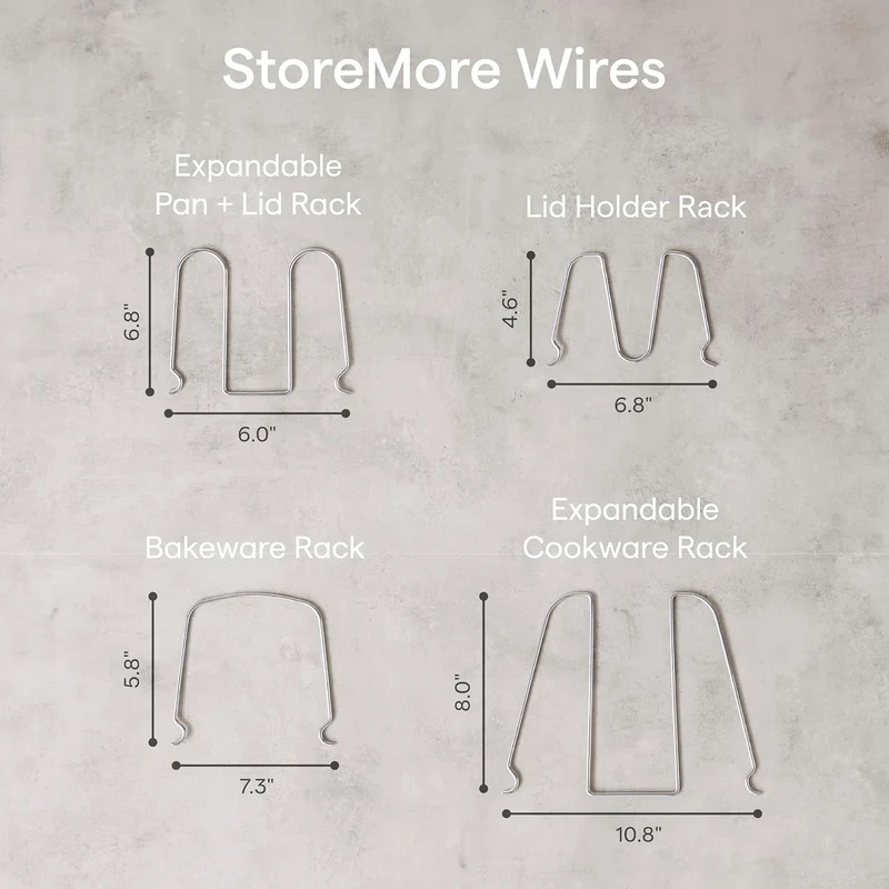 YouCopia Storemore Verstellbarer Pfannen- und Deckelständer, Standard, Weiss, Adjustable Adjustable