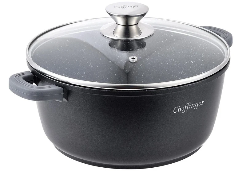 Cheffinger stielkasserolle 4,2 Liter 20 cm Aluguss schwarz