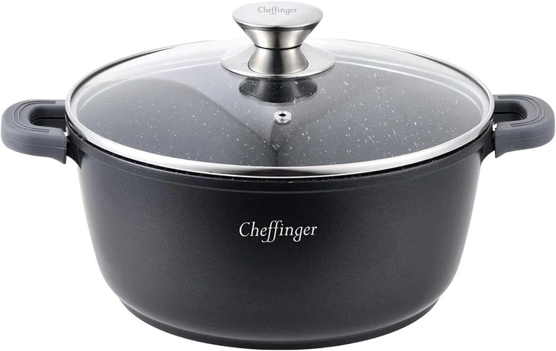 Cheffinger stielkasserolle 4,2 Liter 20 cm Aluguss schwarz
