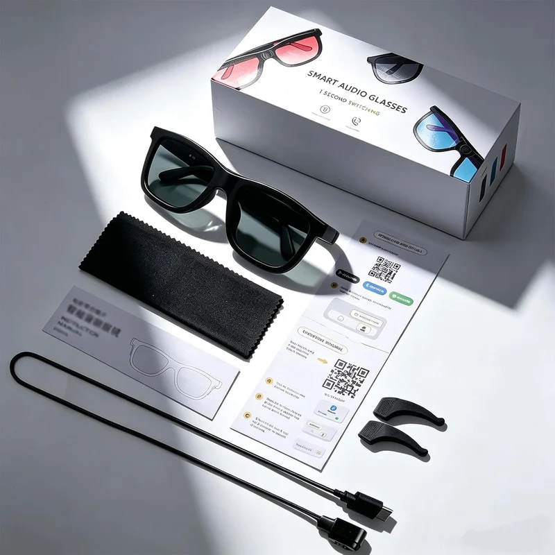 Bluetooth AI Smart Brille mit 60+ Sprachen, Farbwechsel-Linsen, Integriertem Lautsprecher & HiFi-Aud
