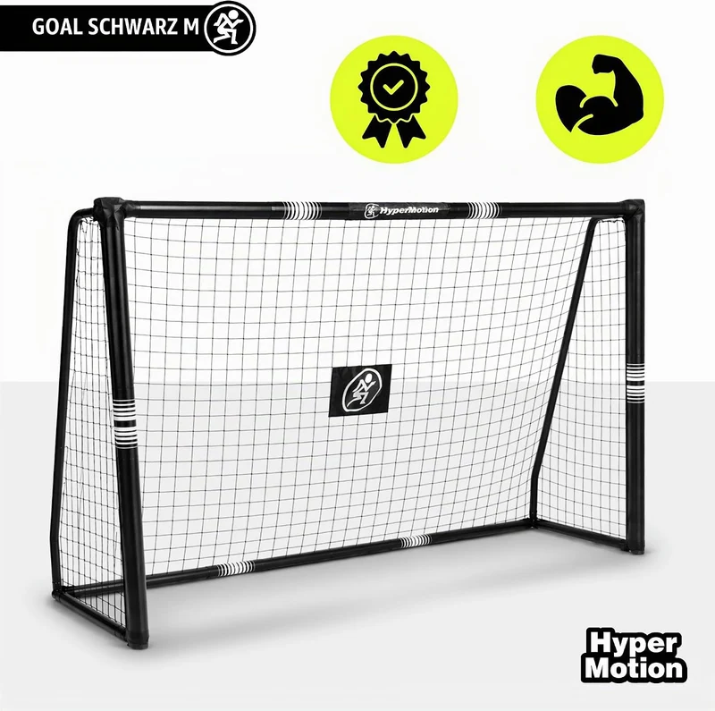 HyperMotion Fussballtor für Garten und Freizeit, Rahmen aus Legiertem Stahl mit Netz, Schwarz, 240 ×