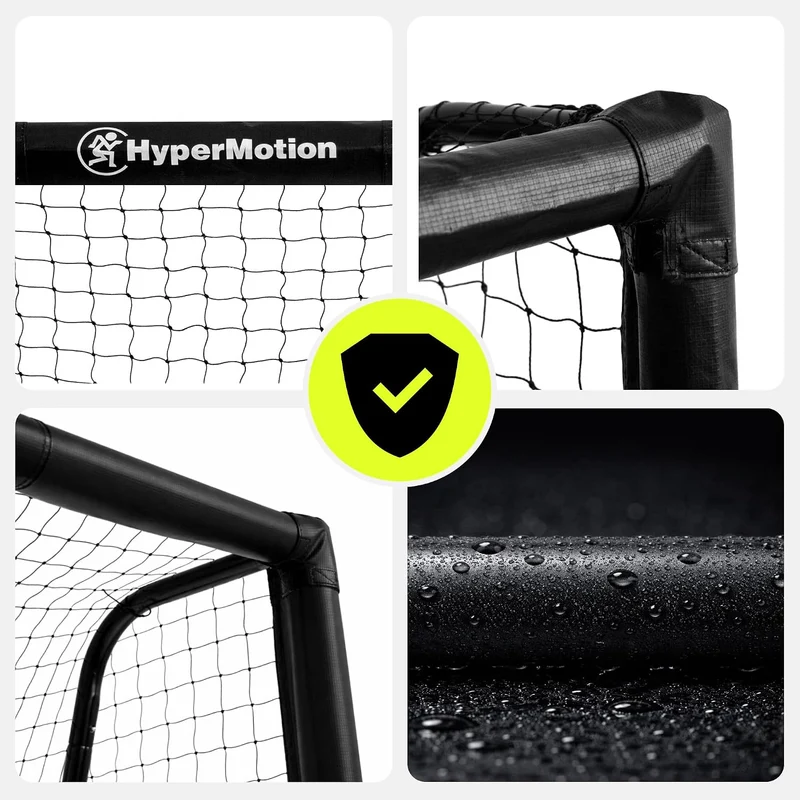 HyperMotion Fussballtor für Garten und Freizeit, Rahmen aus Legiertem Stahl mit Netz, Schwarz, 240 ×