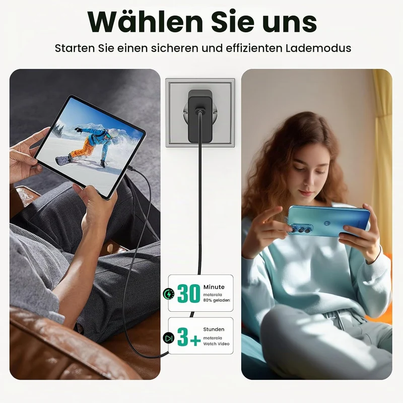 125W USB C Ladegerät Ladekabel für Motorola Edge 70, 60 Neo, 60 Pro, 50 Ultra, 50 Pro, 40 Neo, 40 Pr
