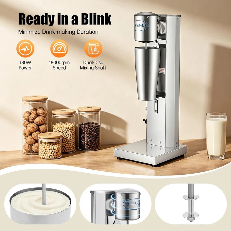 Standmixer, 650ML Elektrisch Milchshakemaschine Eiweissshaker Barmixer Cocktailshaker, Milch Einkopf