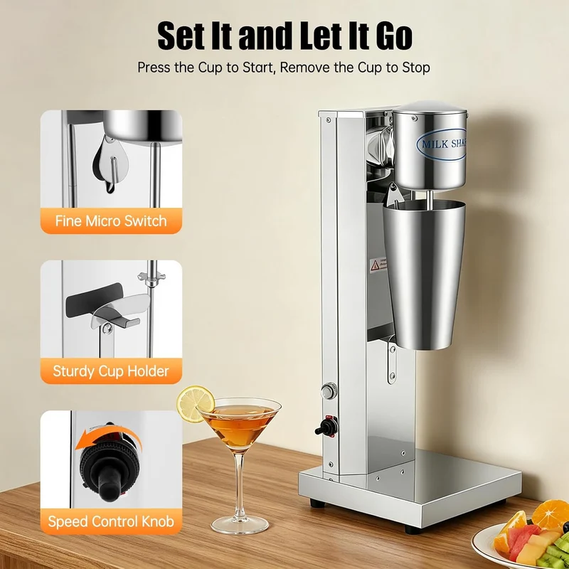 Standmixer, 650ML Elektrisch Milchshakemaschine Eiweissshaker Barmixer Cocktailshaker, Milch Einkopf