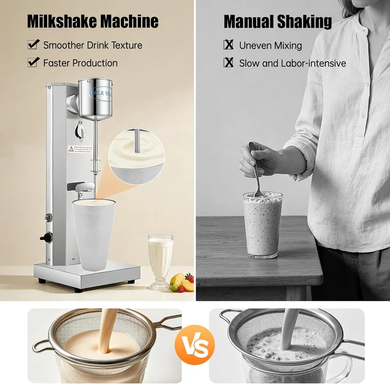 Standmixer, 650ML Elektrisch Milchshakemaschine Eiweissshaker Barmixer Cocktailshaker, Milch Einkopf