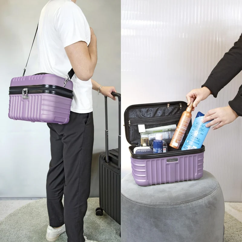 KINSTON Vanity Case Hartschale mit Schulterriemen – Kulturbeutel Reise Kosmetik – Hartschale mit Gri