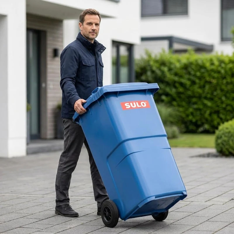 plasteo SULO Mülltonnen 2X 240L HD-PE UV-beständig Made in Germany | 2 robuste 240L Abfalltonnen aus