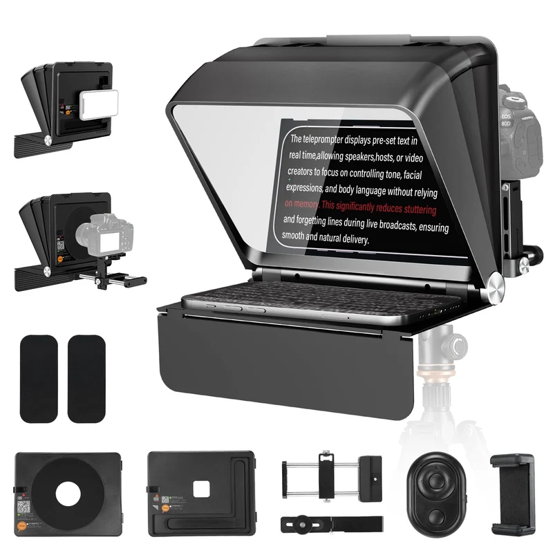 Soonpho T2 Teleprompter für Smartphone für Bildschirme bis zu 7.9 Zoll Unterstützt 24–35mm Weitwinke
