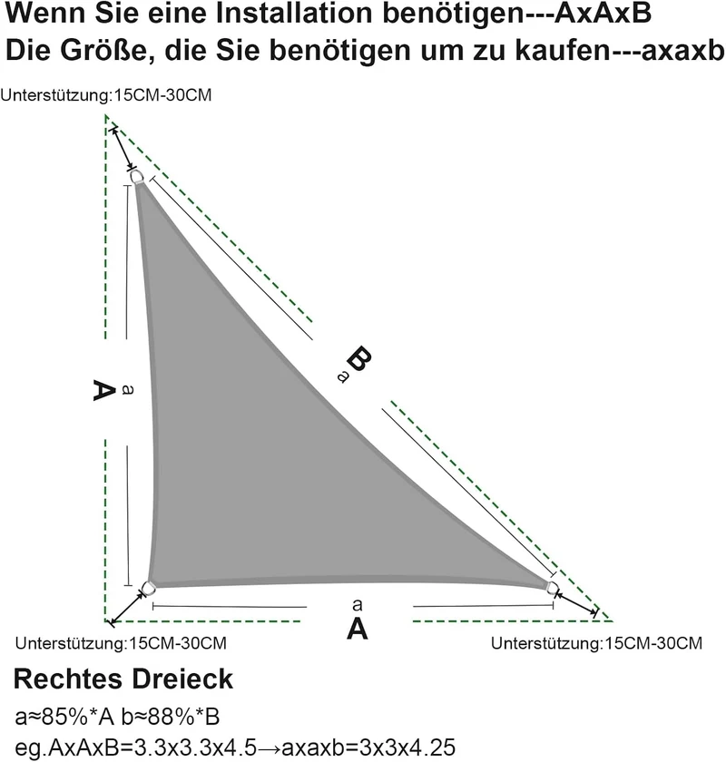 SUNNY GUARD Sonnensegel Wasserdicht 3x3x4.25m Dreieckig Sonnenschutz Wetterschutz Segel Baldachin UV
