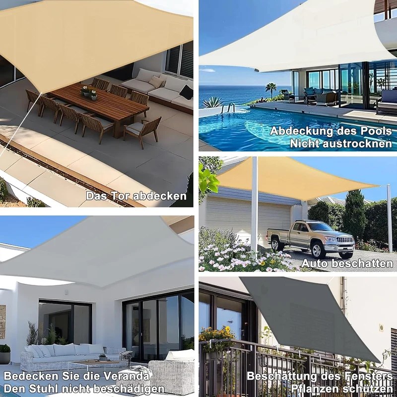 SUNNY GUARD Sonnensegel Wasserdicht 3x3x4.25m Dreieckig Sonnenschutz Wetterschutz Segel Baldachin UV