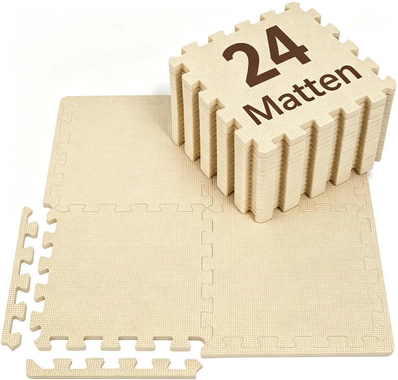 Bodenschutzmatte Fitness Set [31x31cm] - 24pc - Eva Sportmatte Fitnessmatte rutschfest, Bodenmatte f